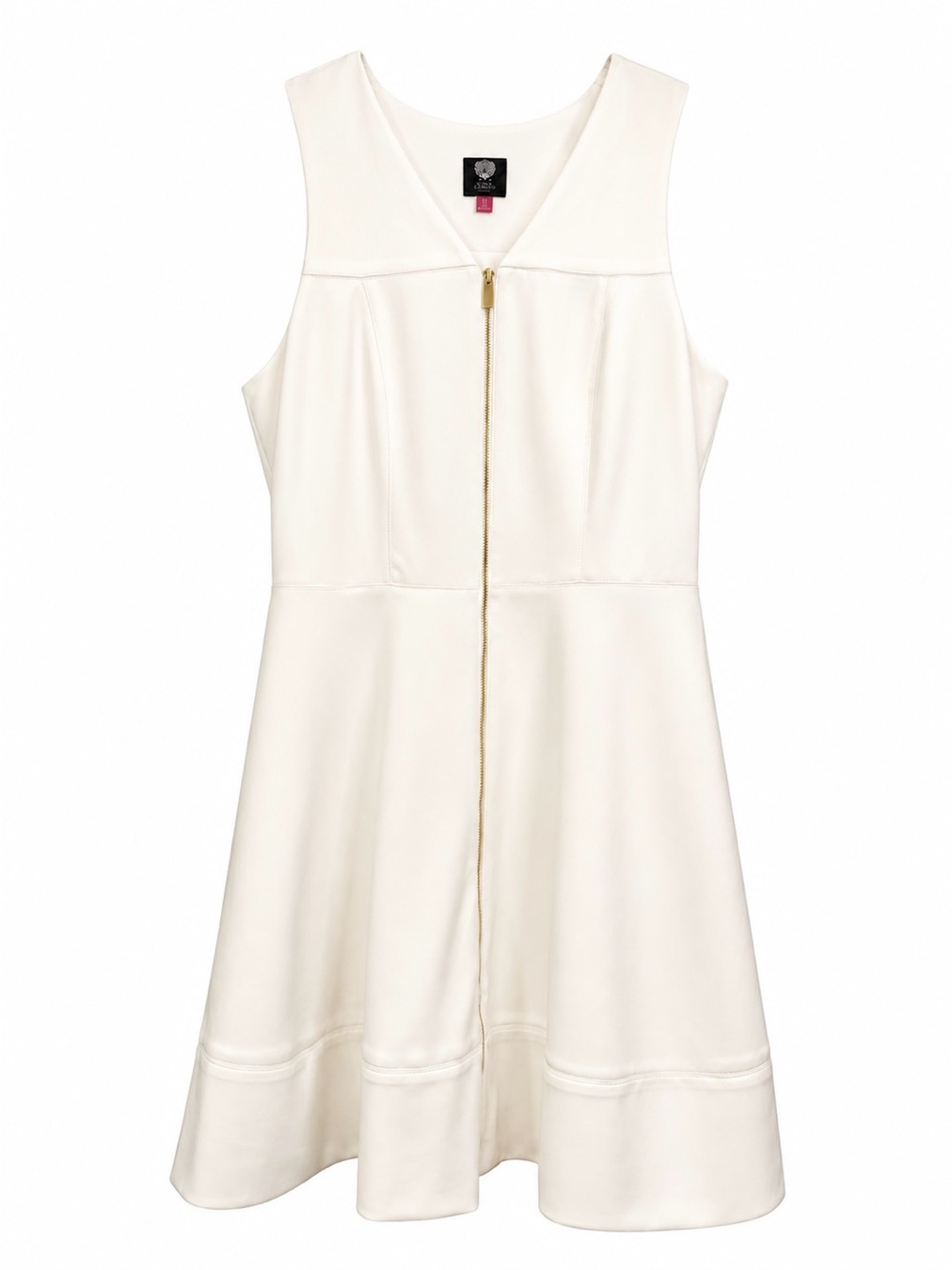 Vince Camuto Ivory Zip Front Dress Women’s 12 Sleeveless Fit Flare Scuba Career